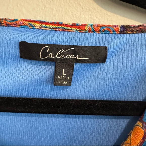 Calessa Blouse 3/4 Sleeves Mesh Boho Artsy Colorful L - Picture 7 of 8